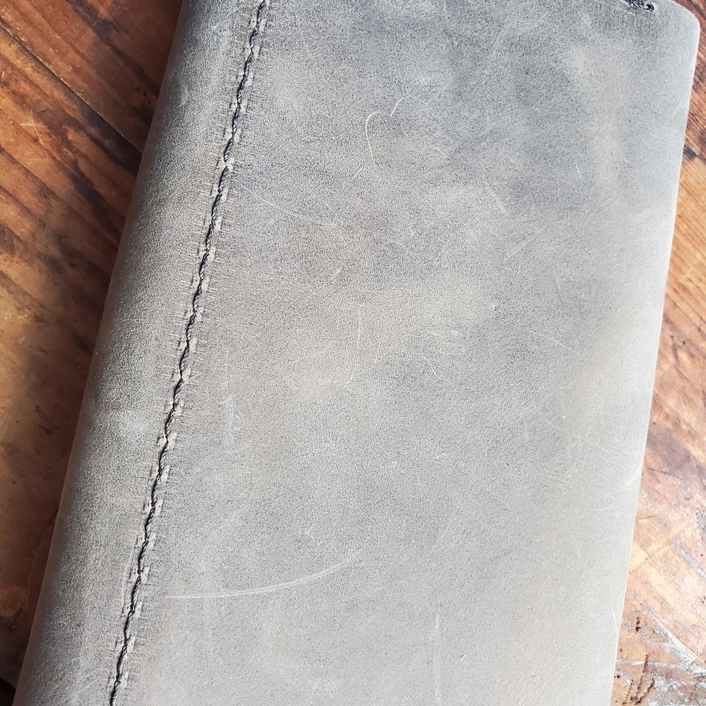Gray Leather Wallet with Button Closure - Picture 6 of 11